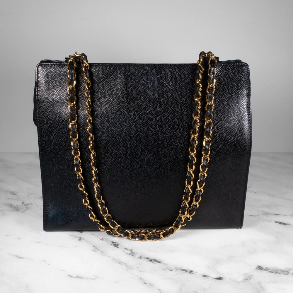 Vintage Chanel Caviar Leather Shoulder Tote